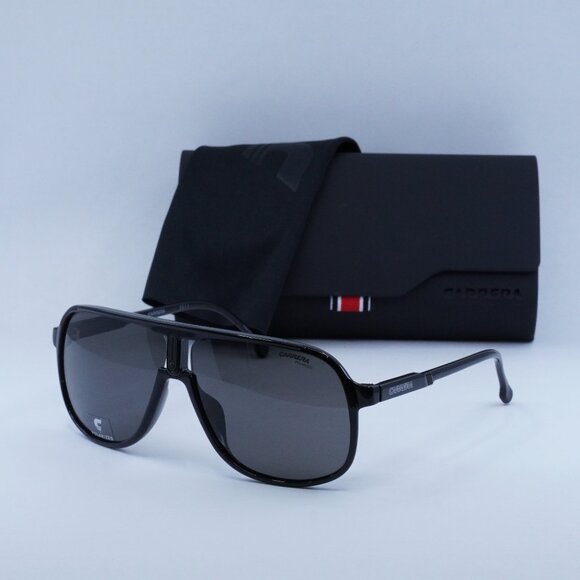CARRERA 1047/S 0807 M9 Aviator Sunglasses - Black/Grey Polarized - Picture 1 of 8